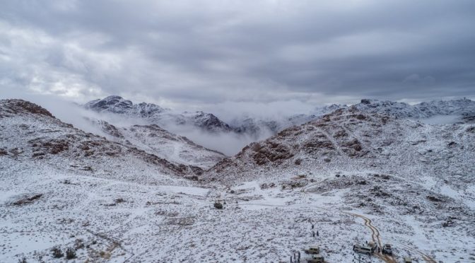 Гора аль-Лоуз покрылась белым и красота доминирует  в её облике